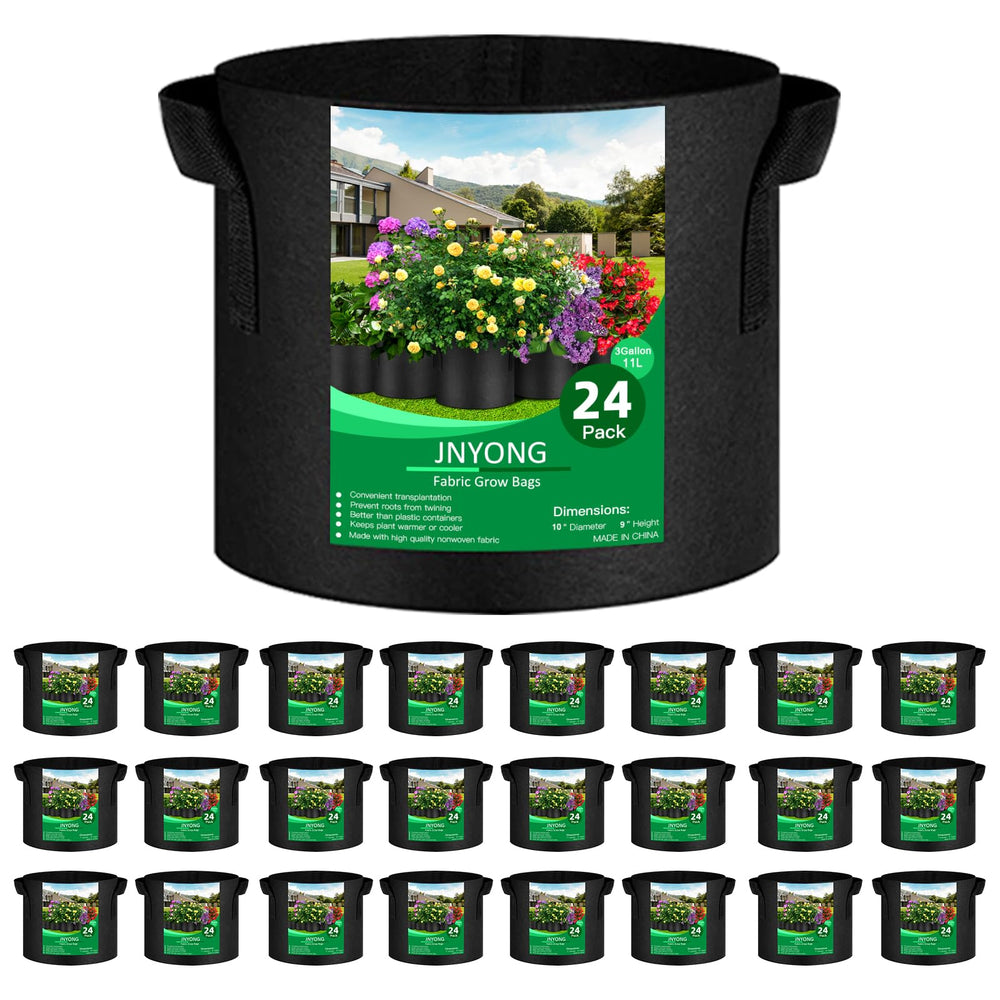 JNYONG 3 Gallon Non-Woven Grow Bag front view, black fabric