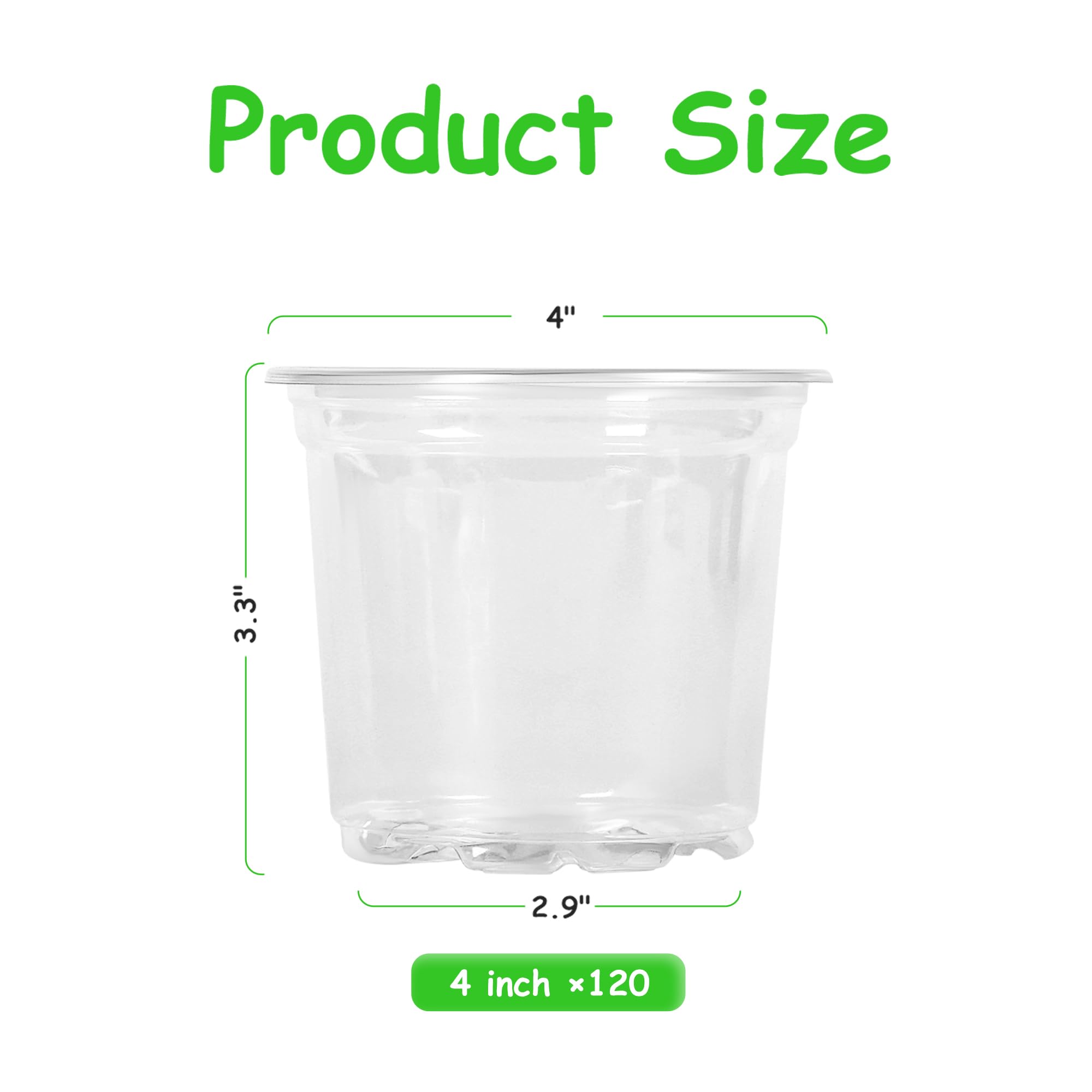 JNYONG 4 Inch Clear Nursery Pots side view