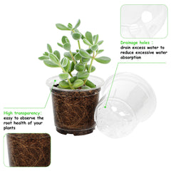 JNYONG 4 Inch Clear Nursery Pots stacked