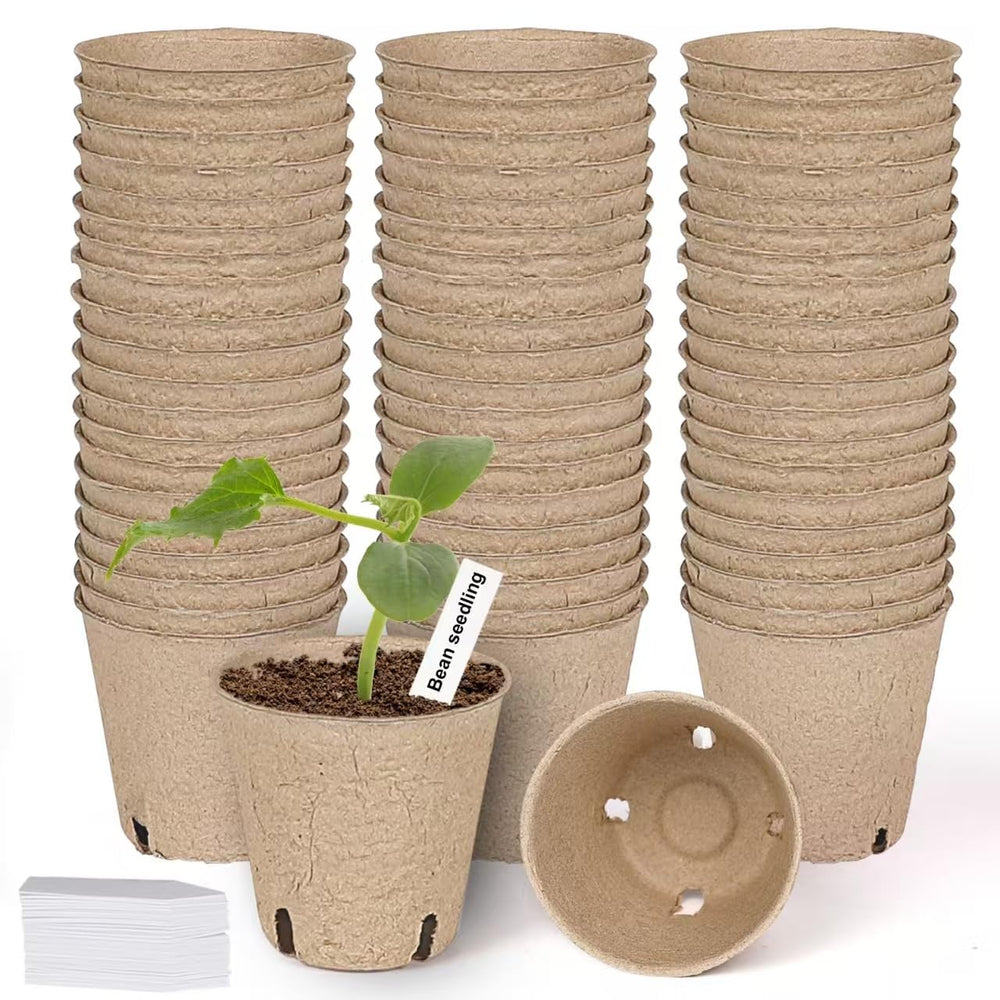JNYONG 60 pack peat pots, 3.15 inch diameter, front view