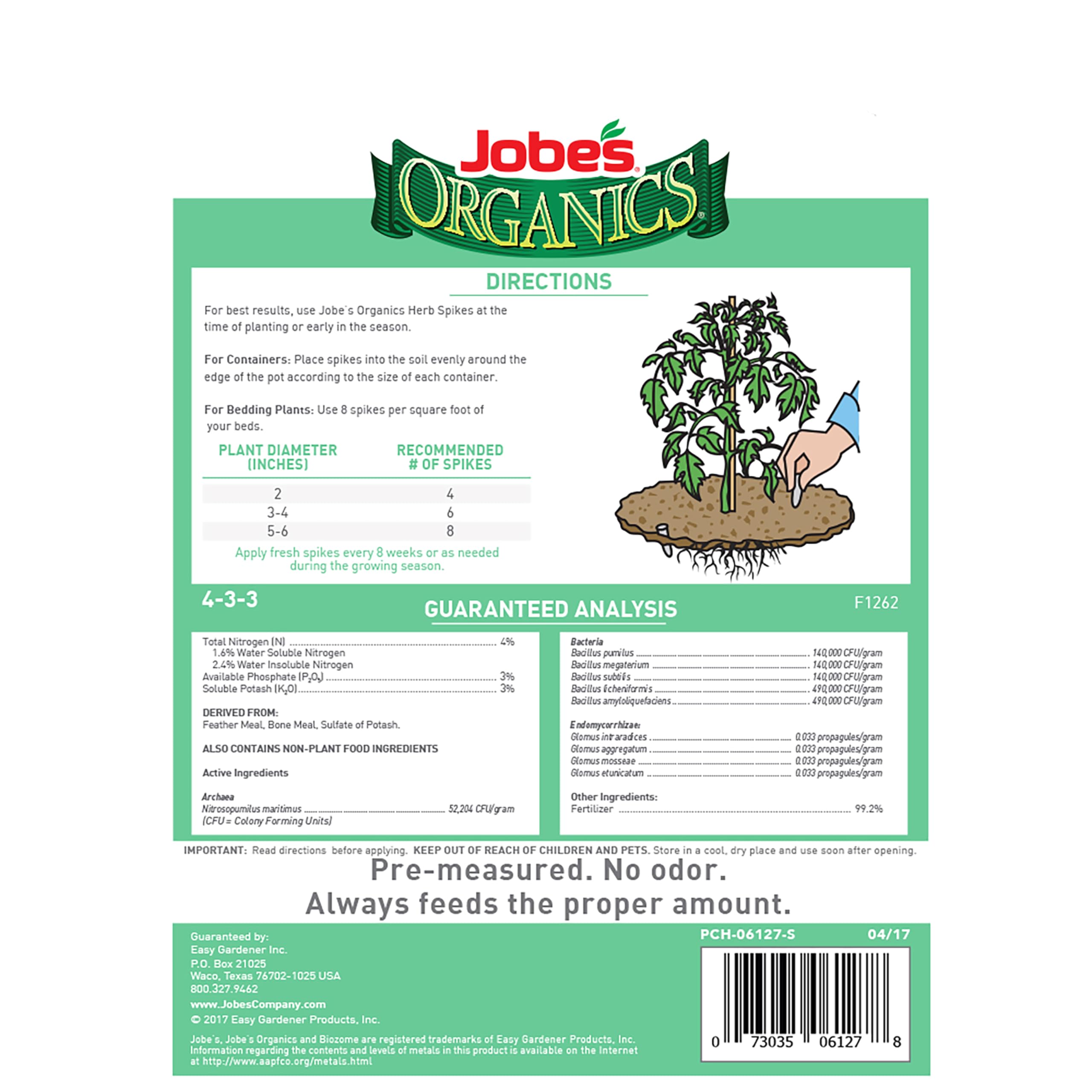 Jobe's Organics Herb Fertilizer Spikes in a garden setting