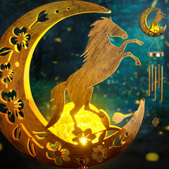 JOBOSI Moon Horse Wind Chime front view with golden finish