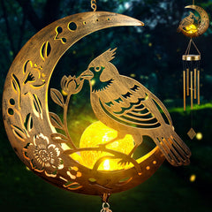 JOBOSI Solar Cardinal Wind Chime oversized hummingbird design front view
