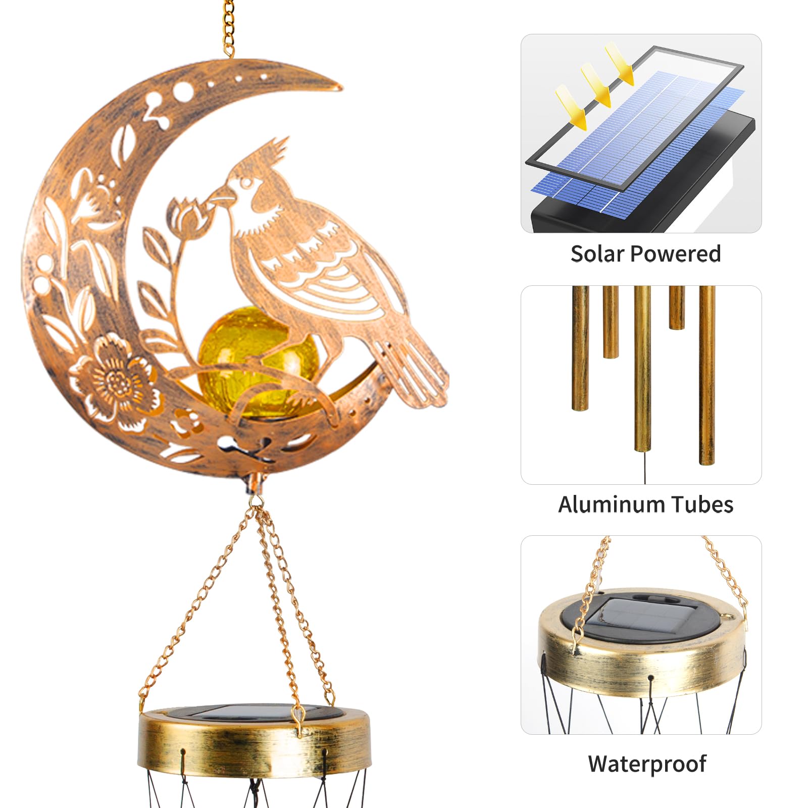 JOBOSI Solar Cardinal Wind Chime packaged for gift giving