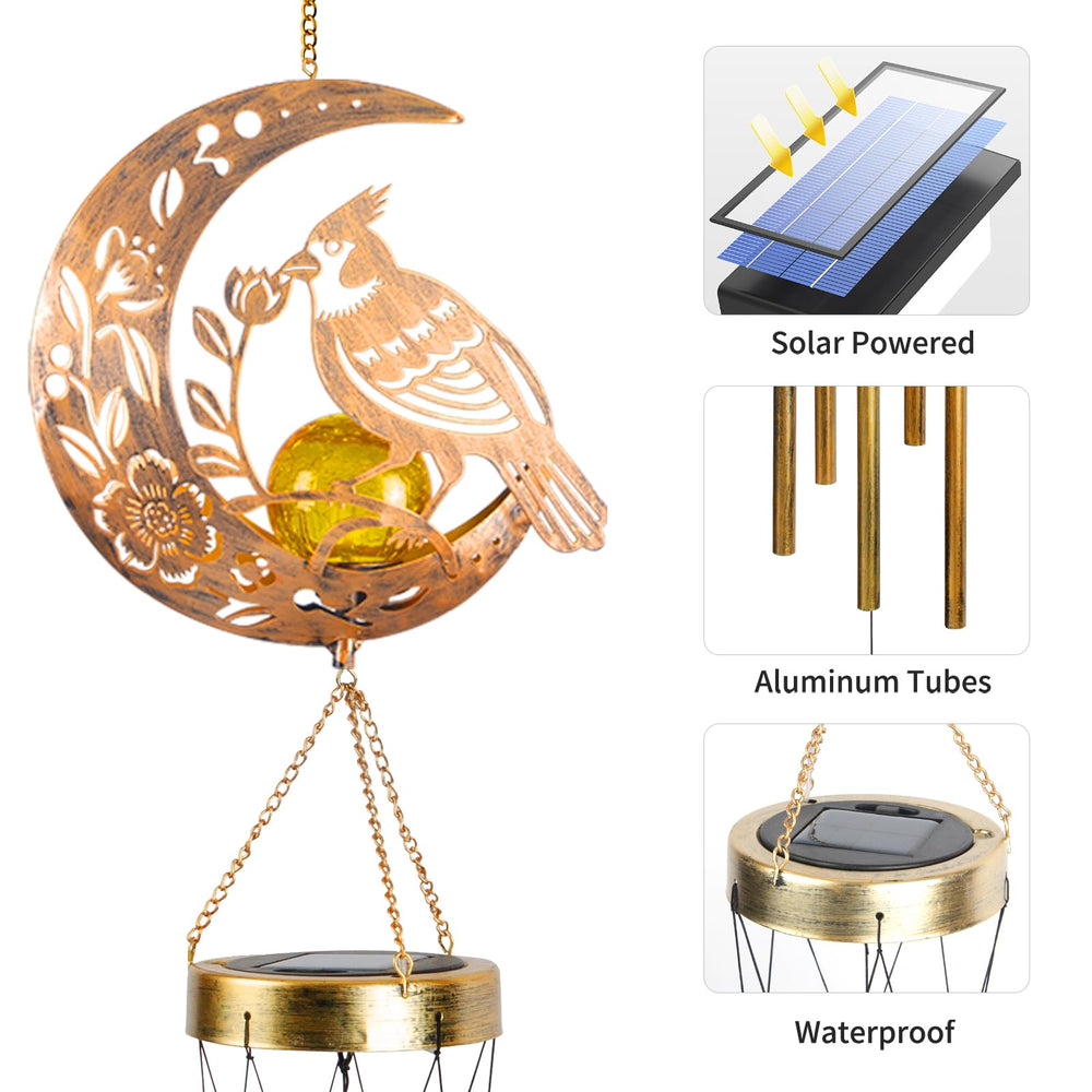 JOBOSI Solar Cardinal Wind Chime packaged for gift giving