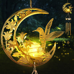 JOBOSI Solar Hummingbird Wind Chime front view, luminous design