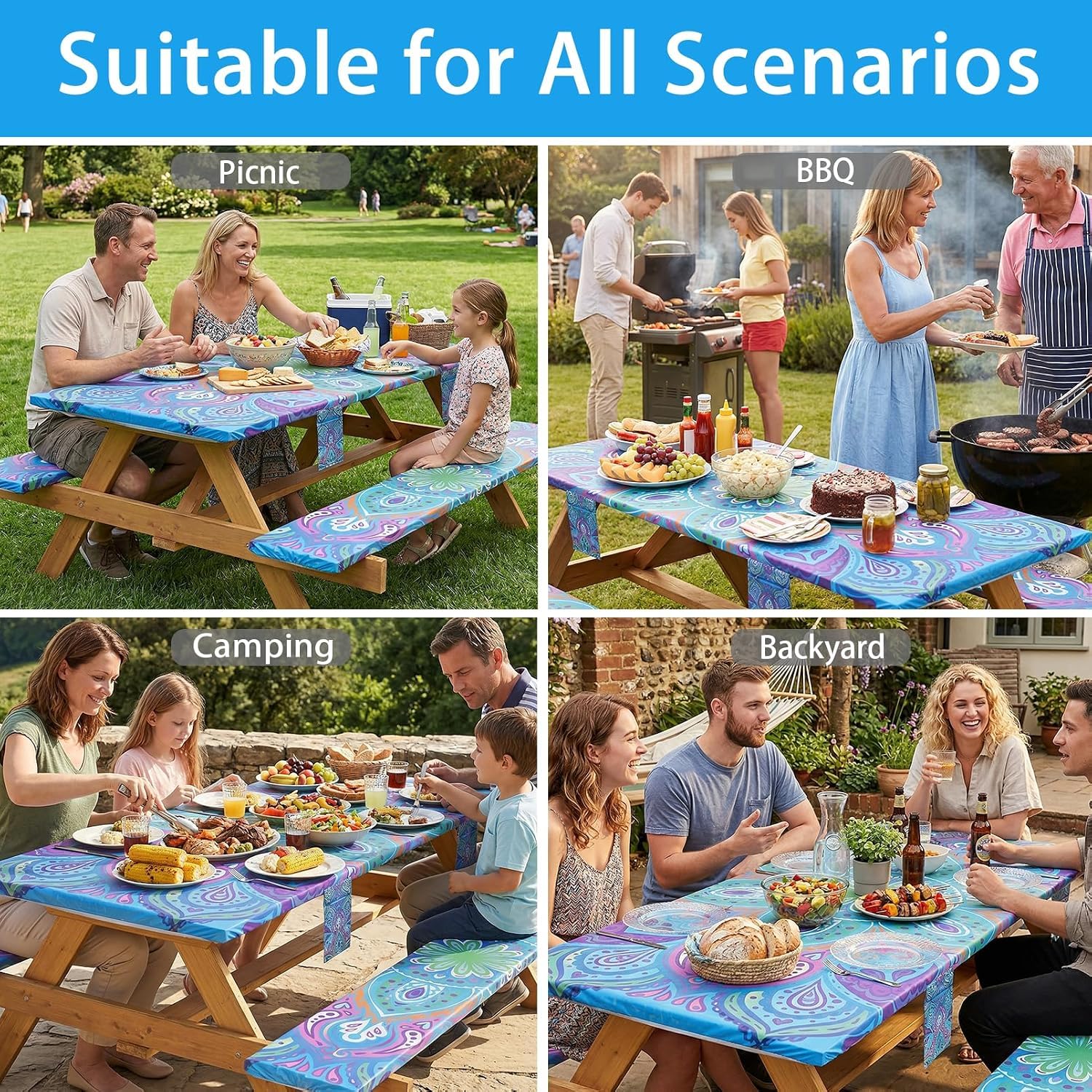 Jobunai picnic table cover on a picnic table