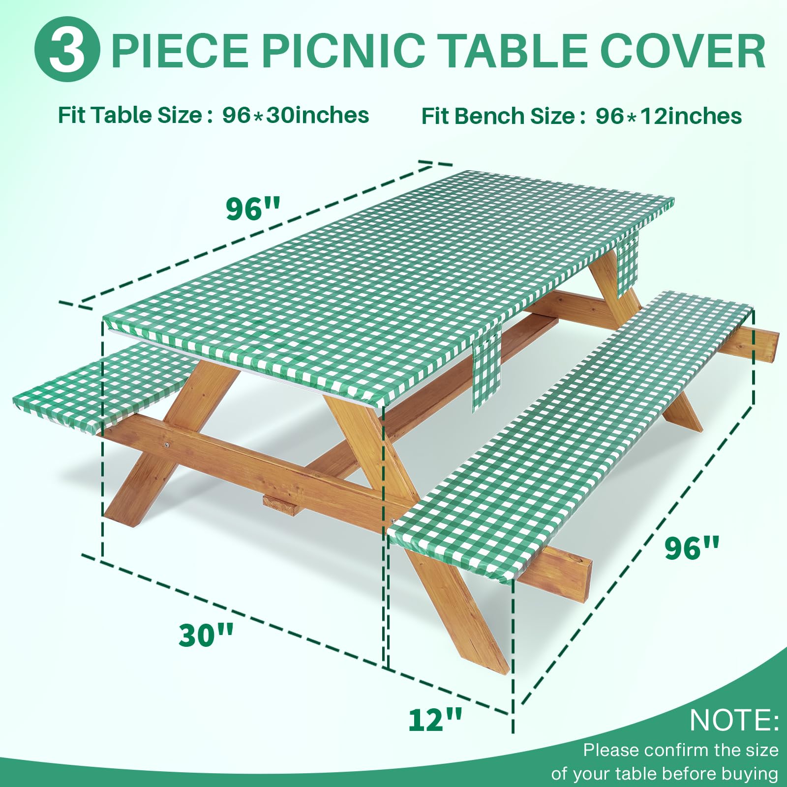 Jobunai table cover and bench covers laid out on a picnic table