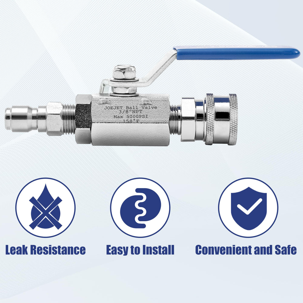 JOEJET Ball Valve side view showing stainless steel material