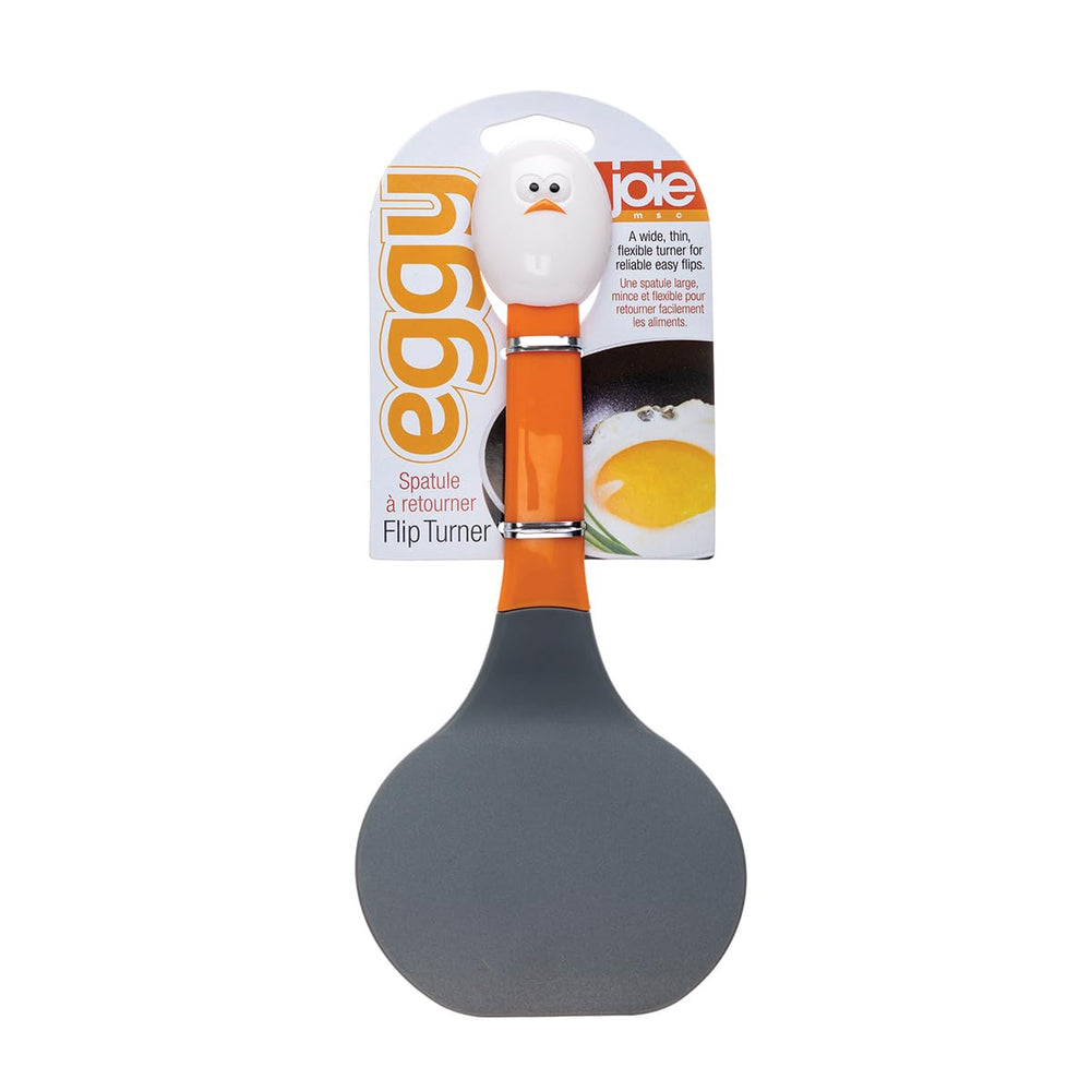 Joie Eggy Flex Flip Turner black side view, heat resistant nylon spatula