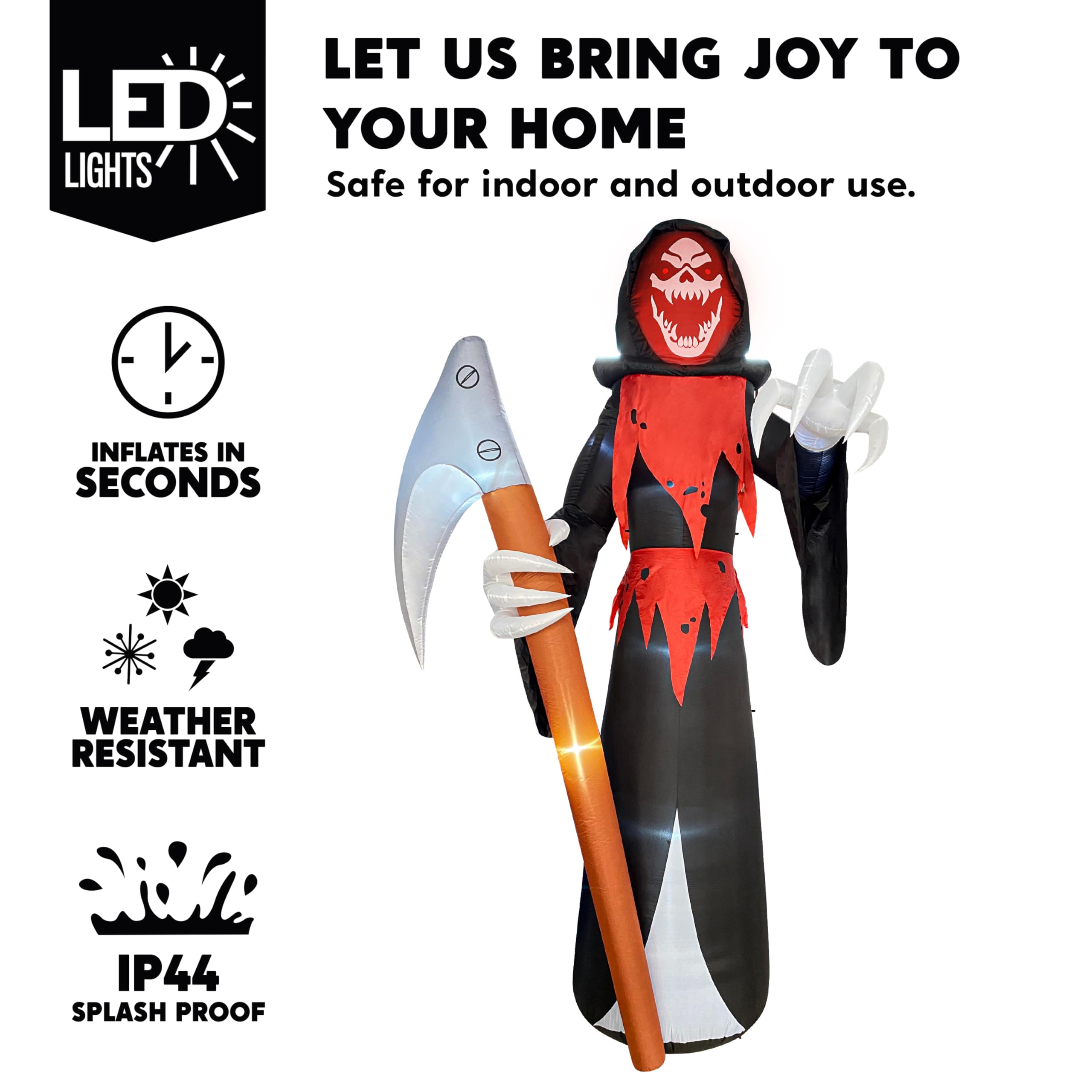 Joiedomi 12 ft Halloween inflatable grim reaper with scythe