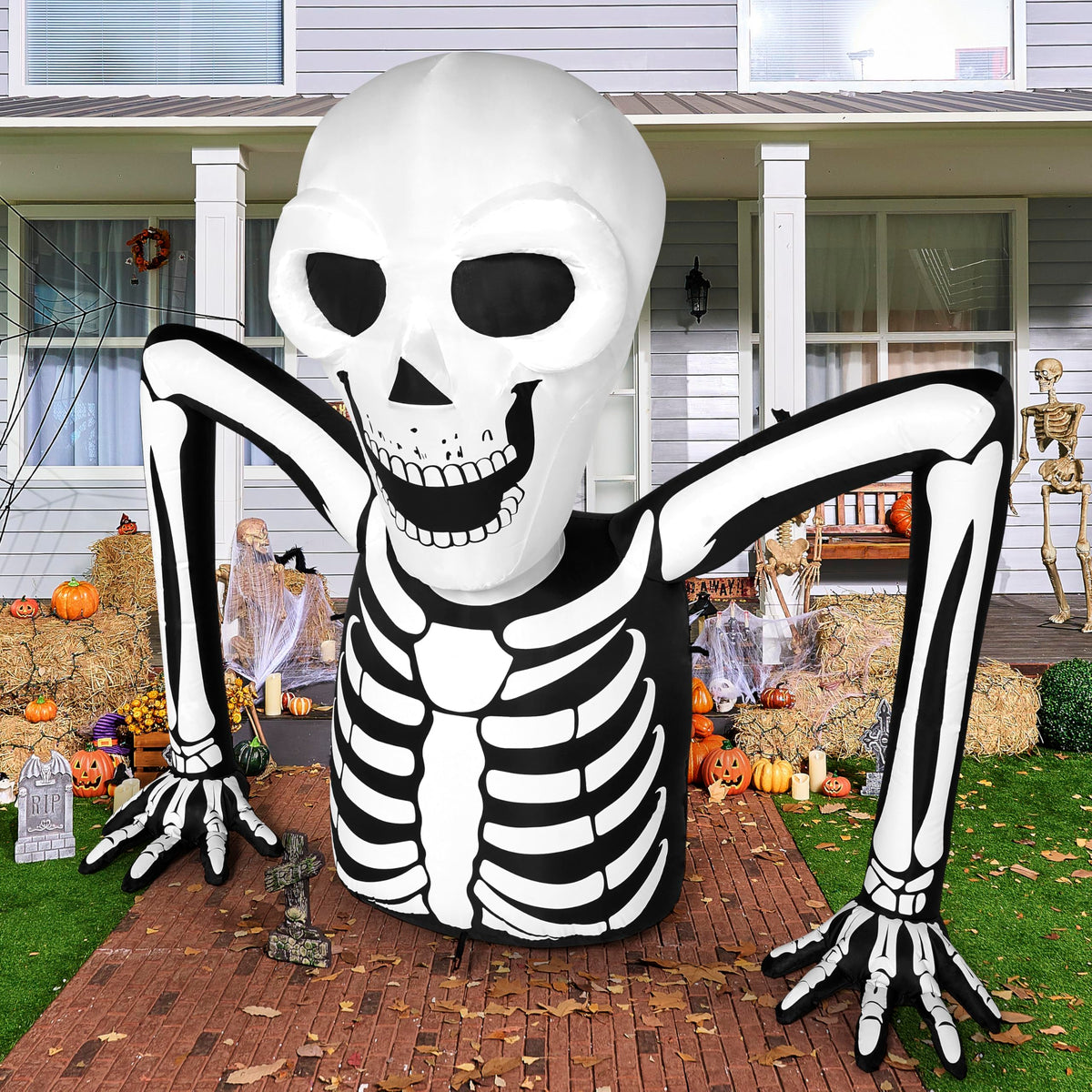 Joiedomi 5.5 FT inflatable skeleton with LED lights front view