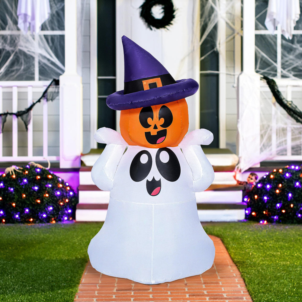 Joiedomi 5 FT Halloween ghost shown in festive outdoor decoration