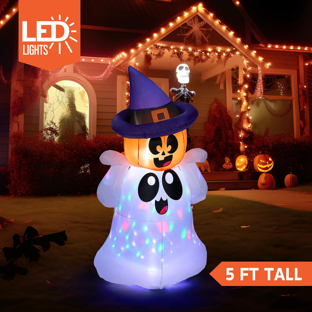 Joiedomi 5 FT Halloween inflatable ghost illuminated with colorful LEDs