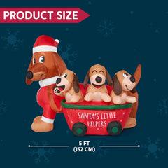 Joiedomi 5FT Christmas Puppy Inflatable with built-in sandbags