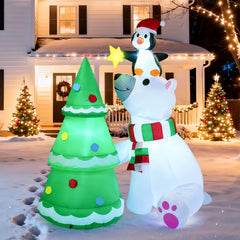 Joiedomi 6 ft Christmas Polar Bear Inflatable with LED lights front view