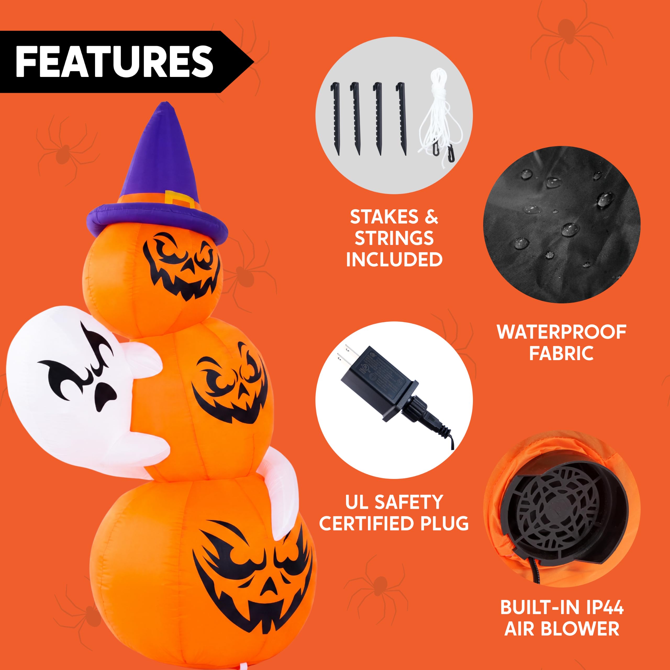 Joiedomi 6 FT Halloween inflatable with fastened ropes and stakes