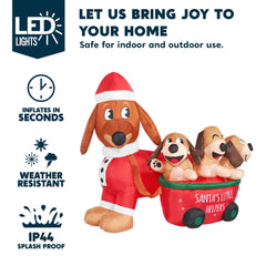 Joiedomi Christmas Puppy Inflatable in a decorated yard