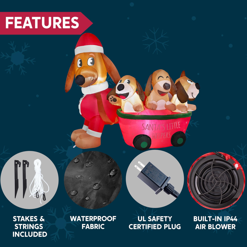 Joiedomi Christmas Puppy Inflatable plugged in at night