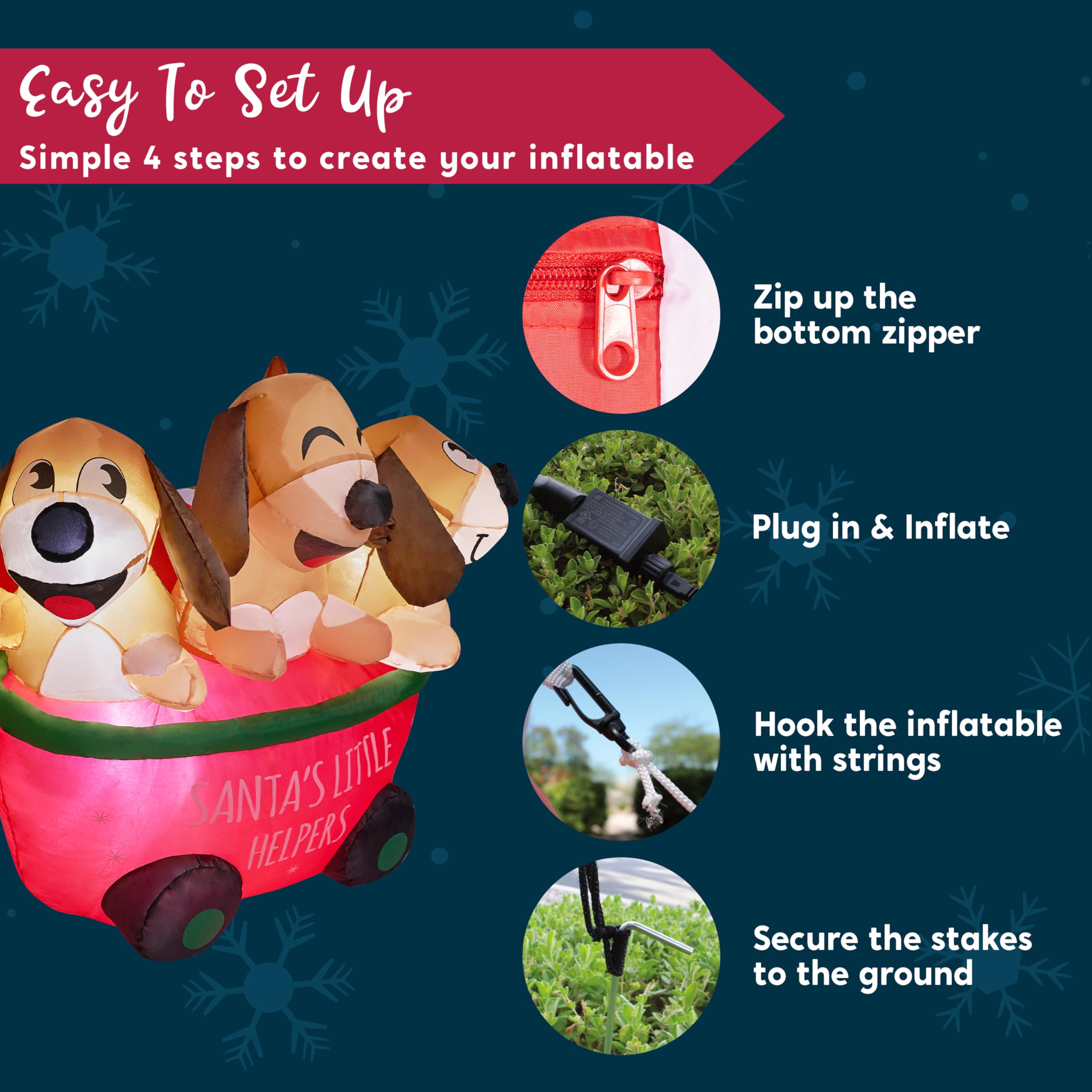 Joiedomi Christmas Puppy Inflatable with extended cord