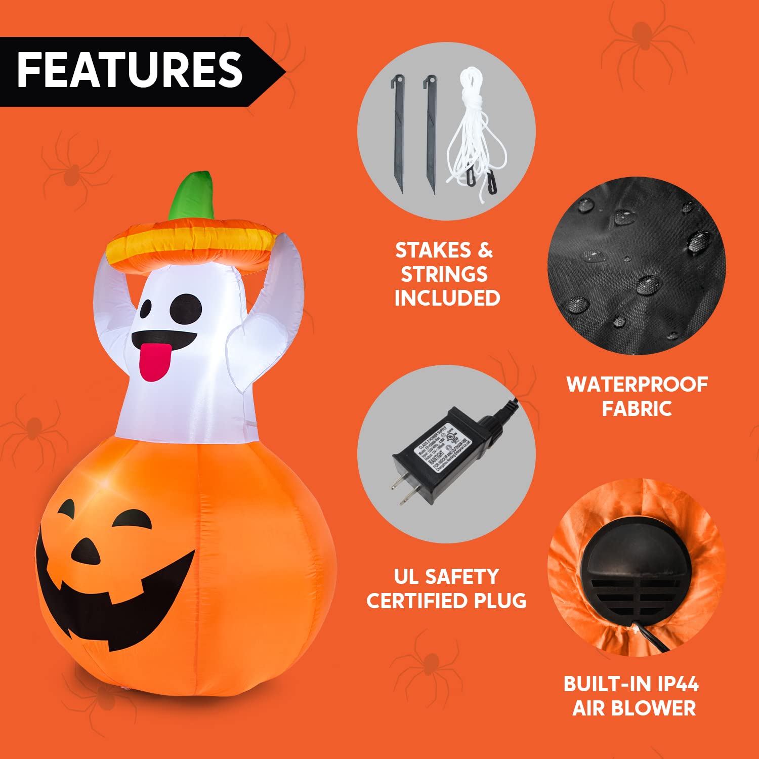 Joiedomi Halloween inflatable ghost lit up at night