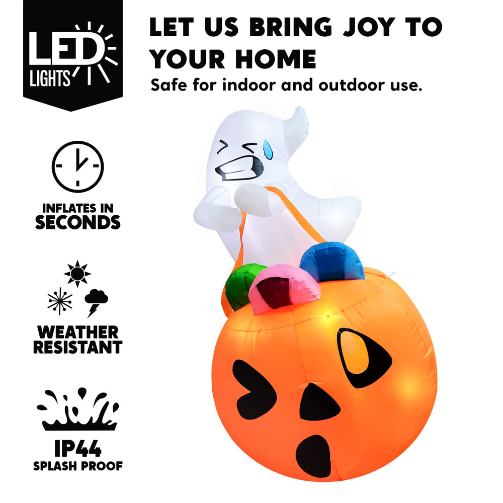 Joiedomi Halloween inflatable ghost with pumpkin decoration