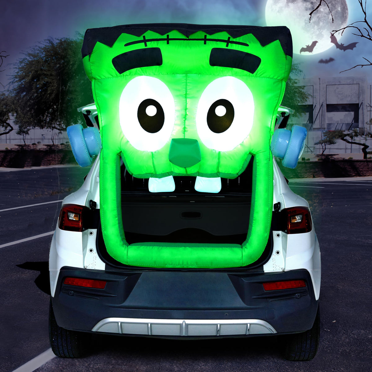 Joiedomi Halloween Inflatable Green Zombie front view with LED lights