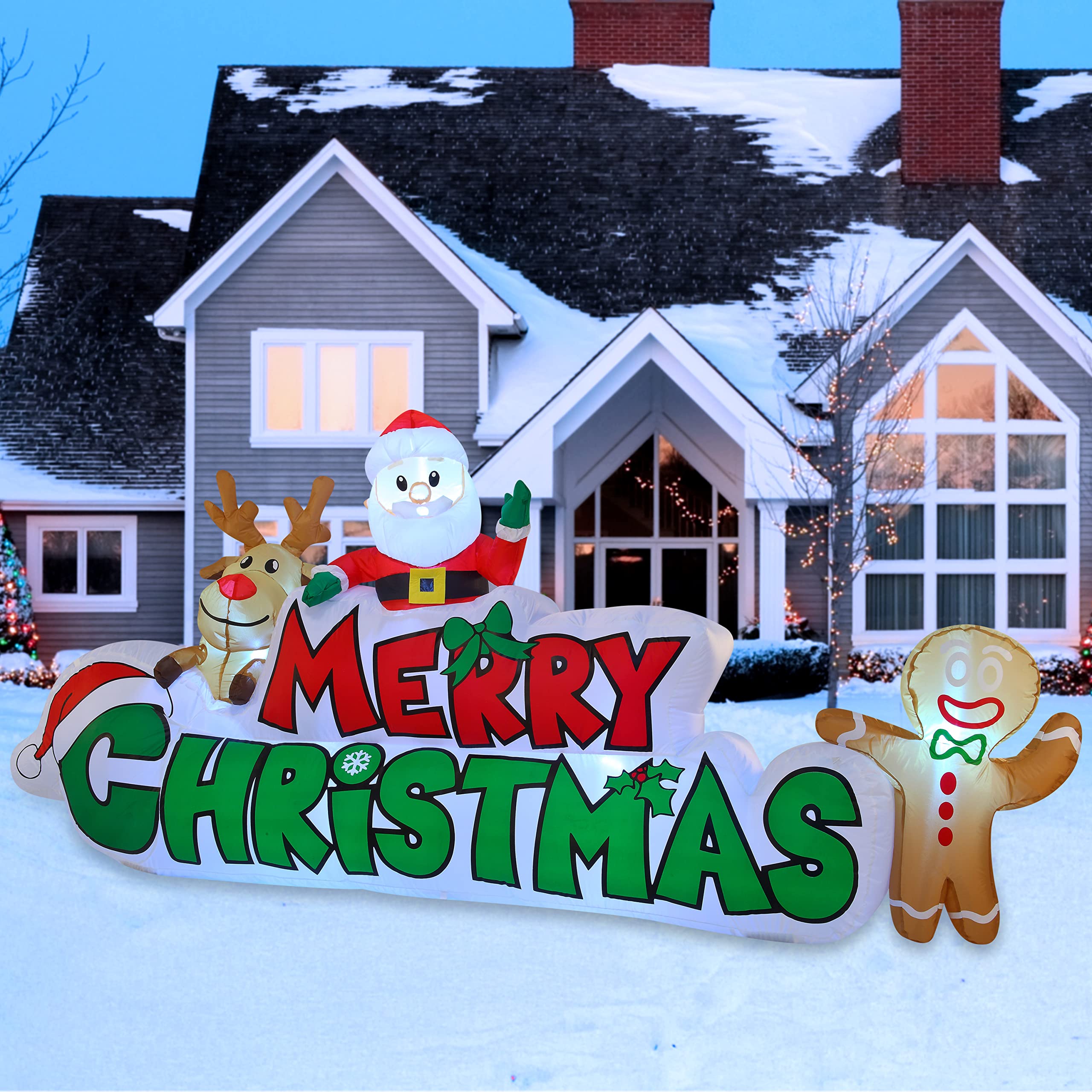 Joiedomi inflatable Christmas decoration in a festive garden setting