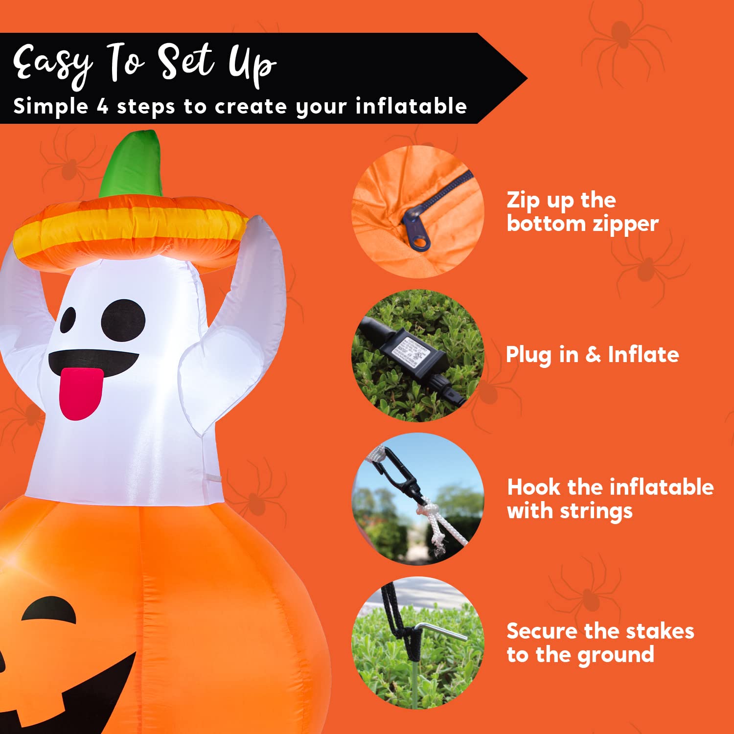 Joiedomi inflatable ghost in garden setting for Halloween