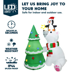 Joiedomi inflatable polar bear with penguin and Christmas tree