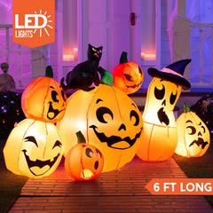 Joiedomi inflatable pumpkin set with built-in LED lights, side view