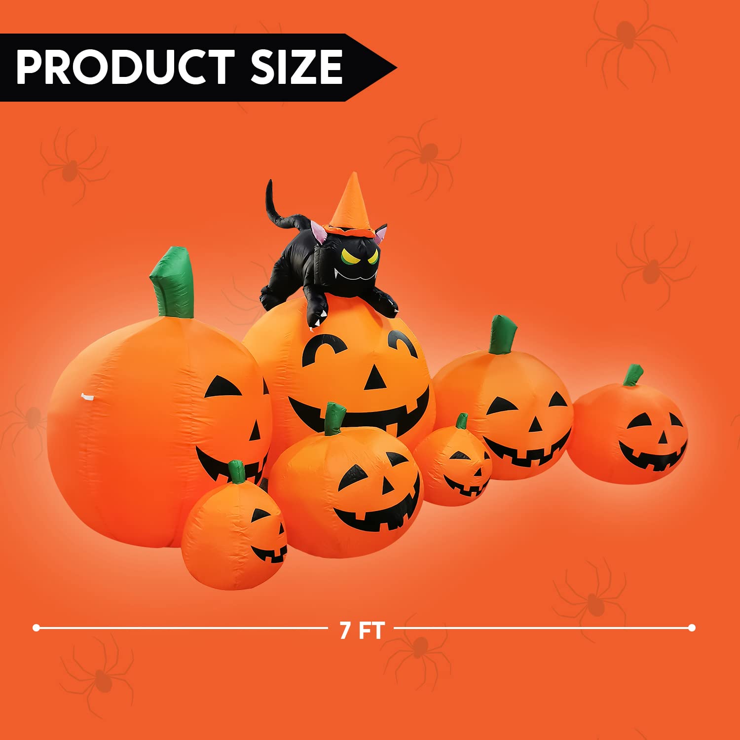Joiedomi inflatable pumpkin with built-in LED lights, side view