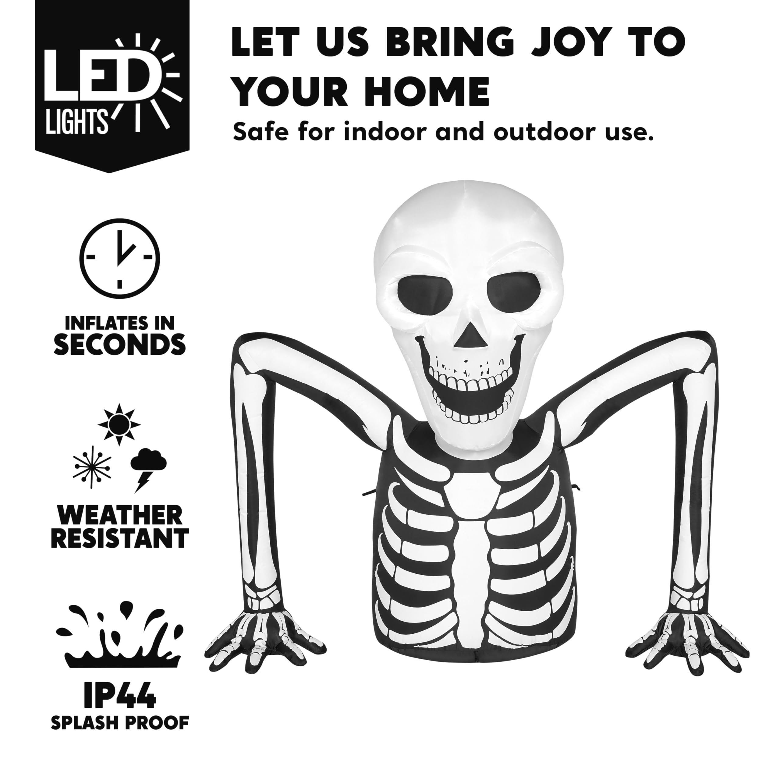 Joiedomi inflatable skeleton in a yard with Halloween decor