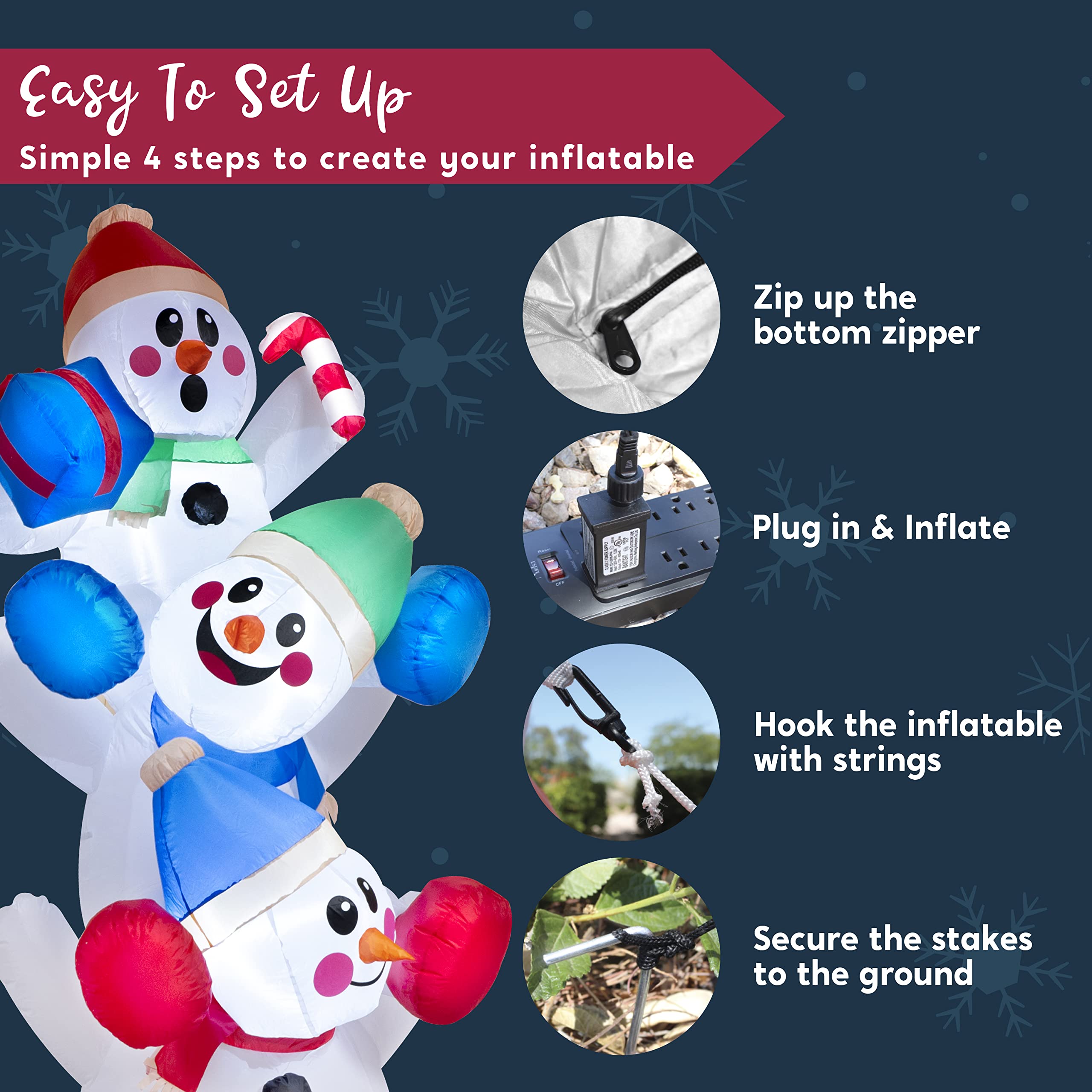 Joiedomi inflatable snowman in a winter landscape setting