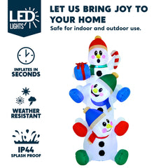 Joiedomi inflatable snowman setup in a garden with Christmas lights