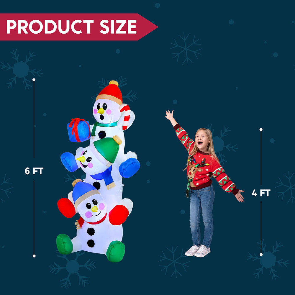 Joiedomi inflatable snowman with bright LED lights at night
