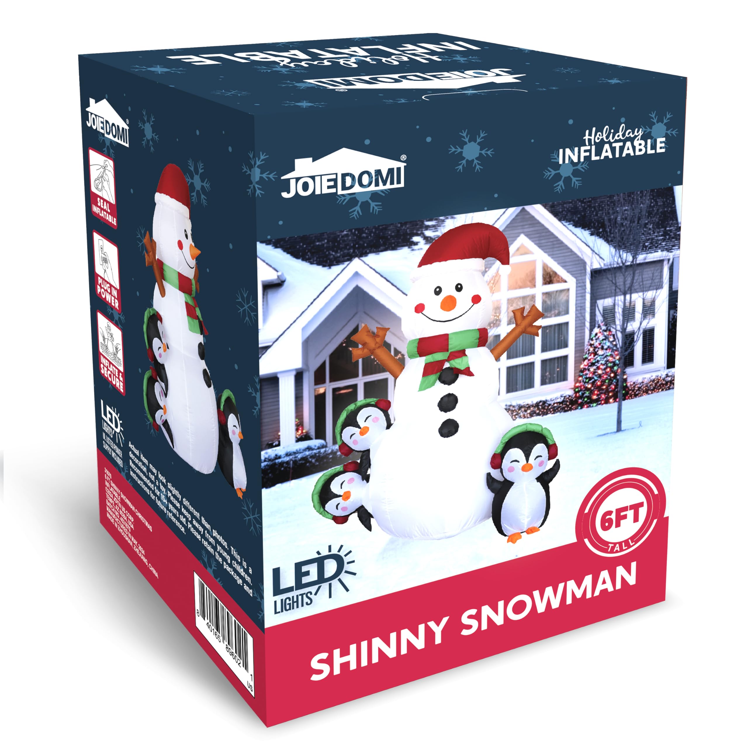 Joiedomi inflatable snowman with family in front yard