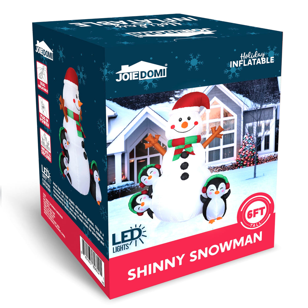 Joiedomi inflatable snowman with family in front yard