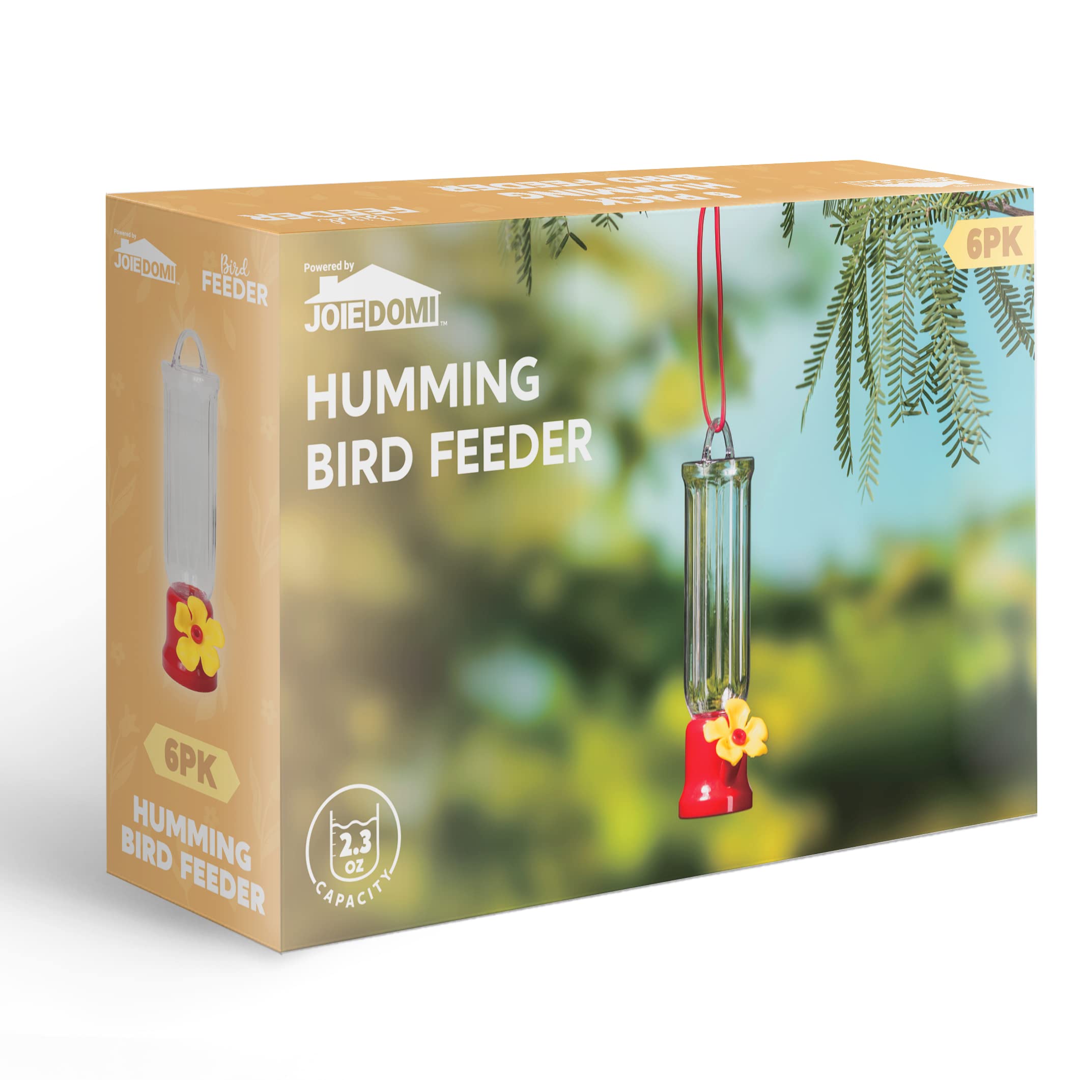 Joiedomi Mini Hummingbird Feeders in a backyard setting