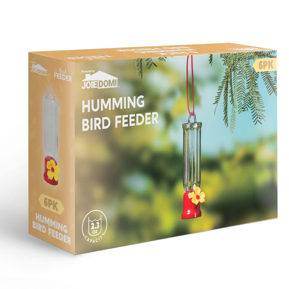 Joiedomi Mini Hummingbird Feeders in a backyard setting