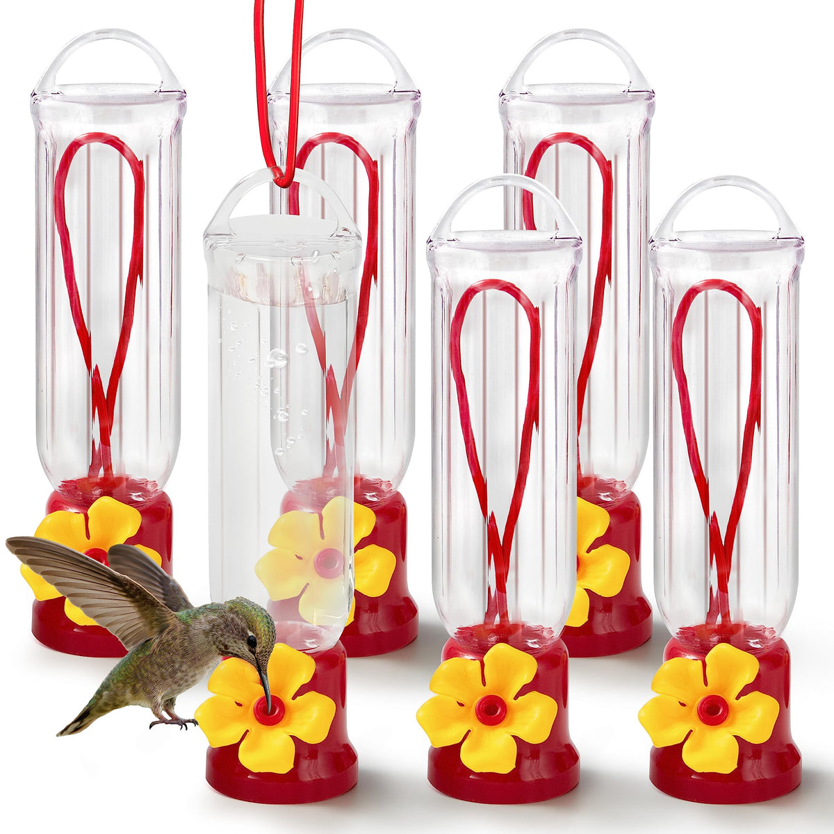 Joiedomi Set of 6 Mini Hummingbird Feeders, Transparent