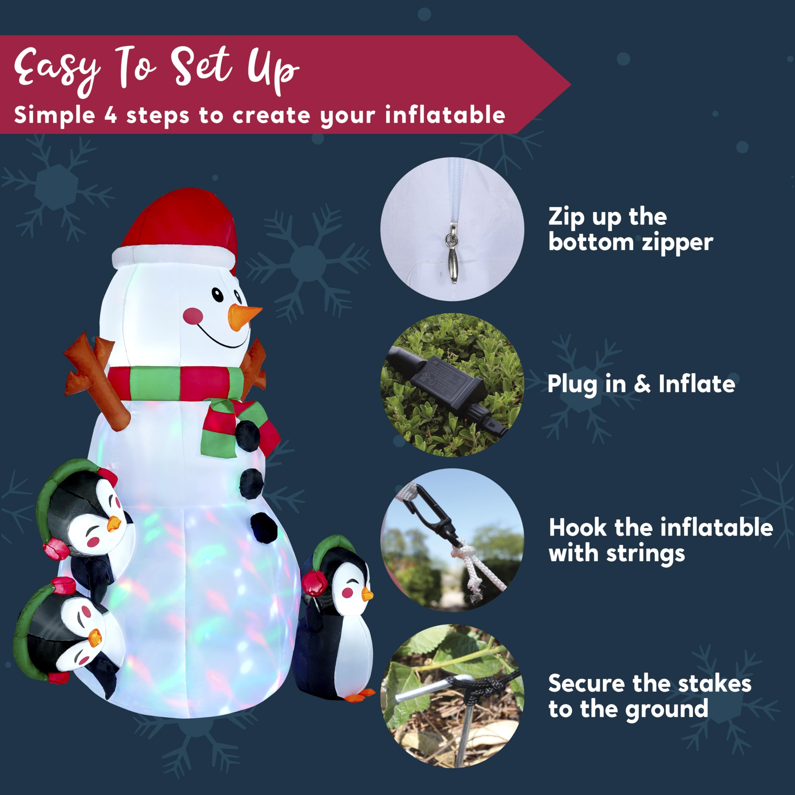 Joiedomi snowman inflatable displaying its features
