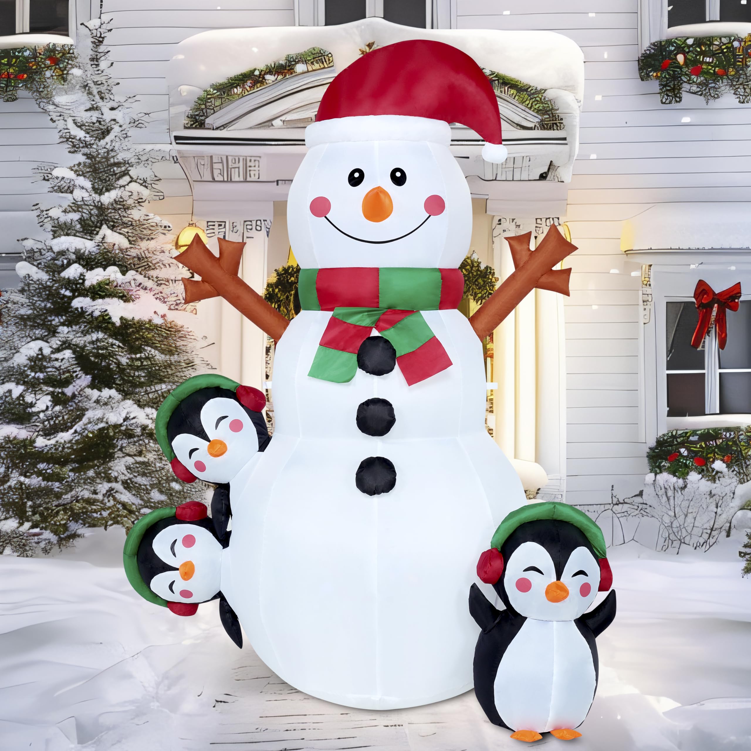 Joiedomi snowman inflatable with ground stakes and ropes