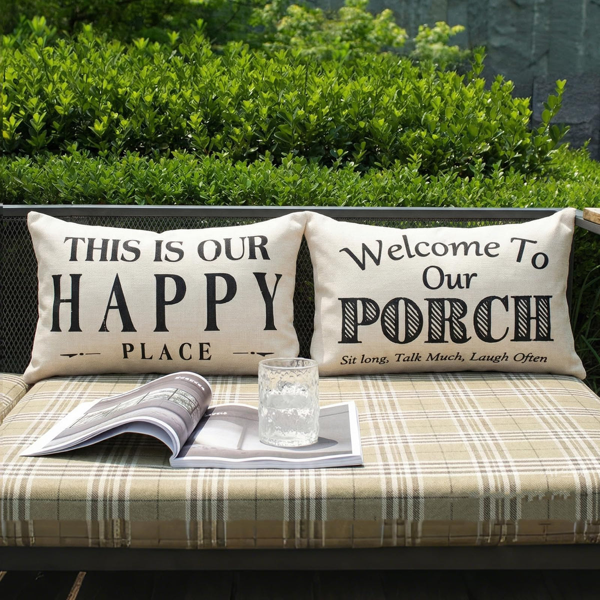 JOJOGOGO outdoor lumbar pillow cover with quote design front view