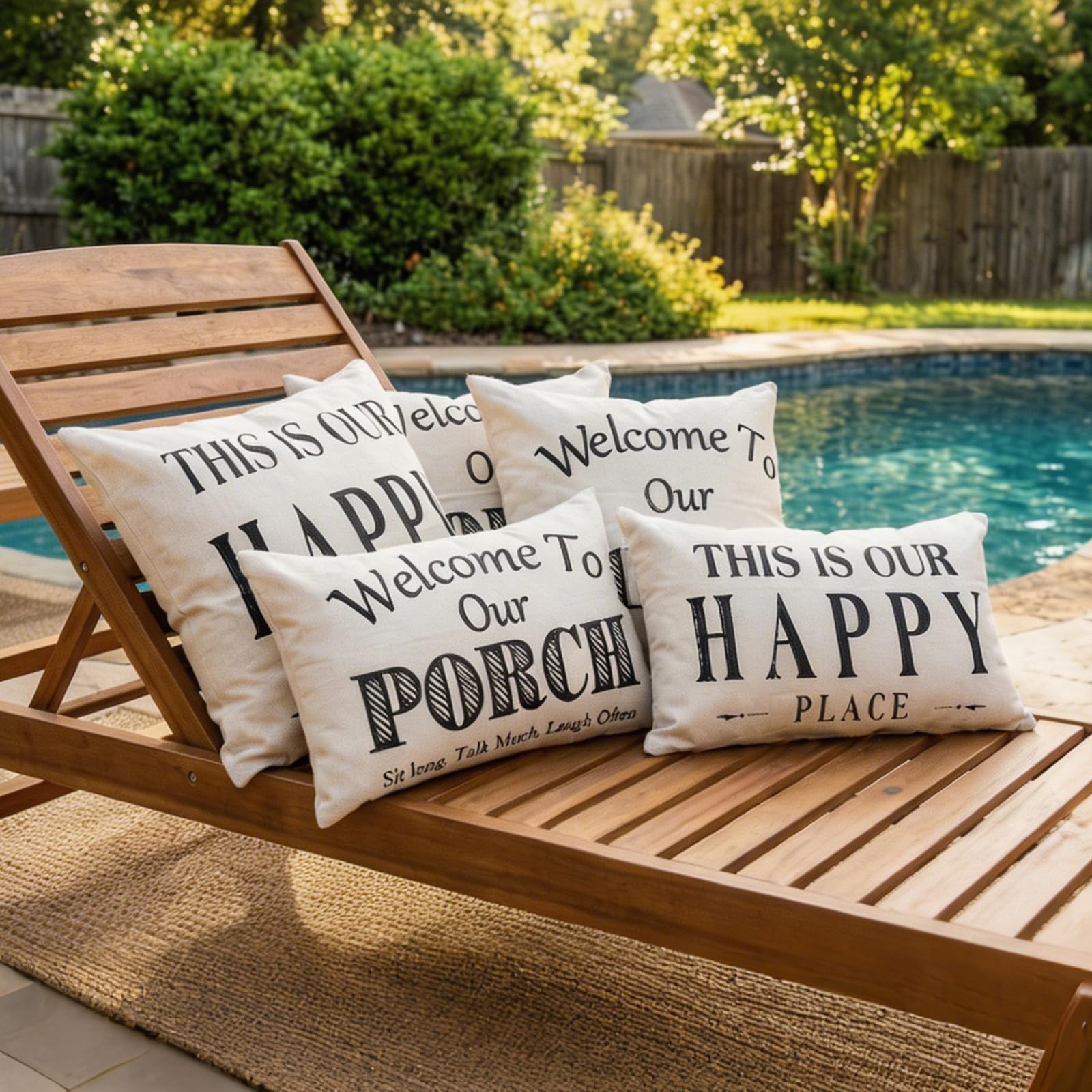 JOJOGOGO outdoor lumbar pillow covers displayed on a porch swing