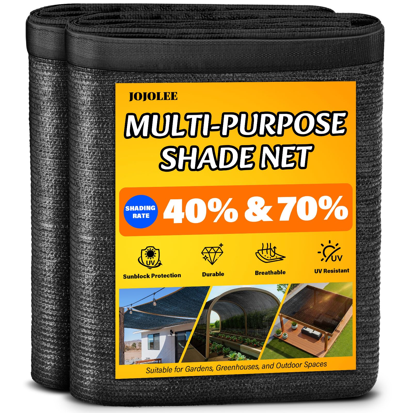JOJOLEE 20x30FT shade cloth in black with grommets