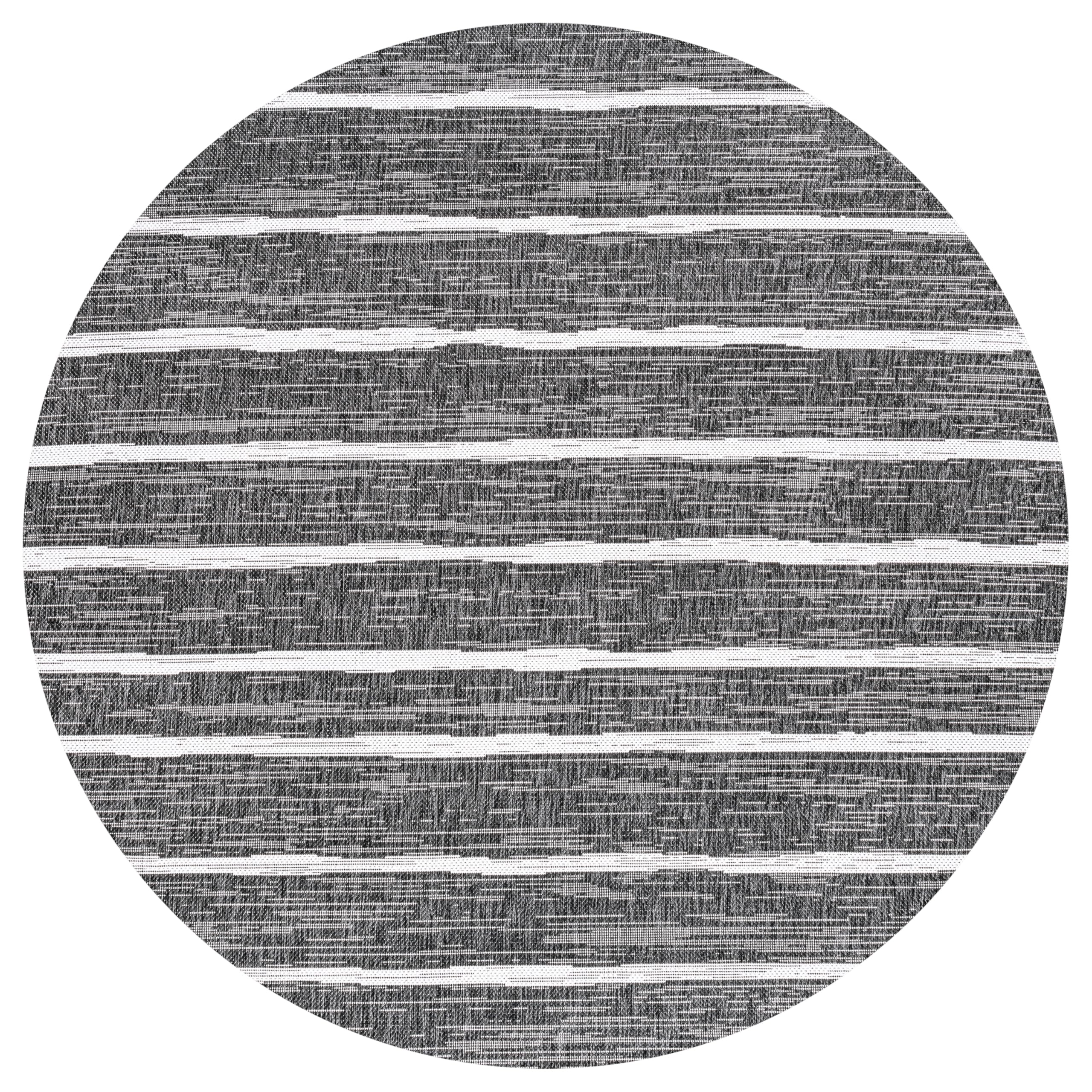 JONATHAN Y Berber Stripe Round Area Rug with furniture arrangement