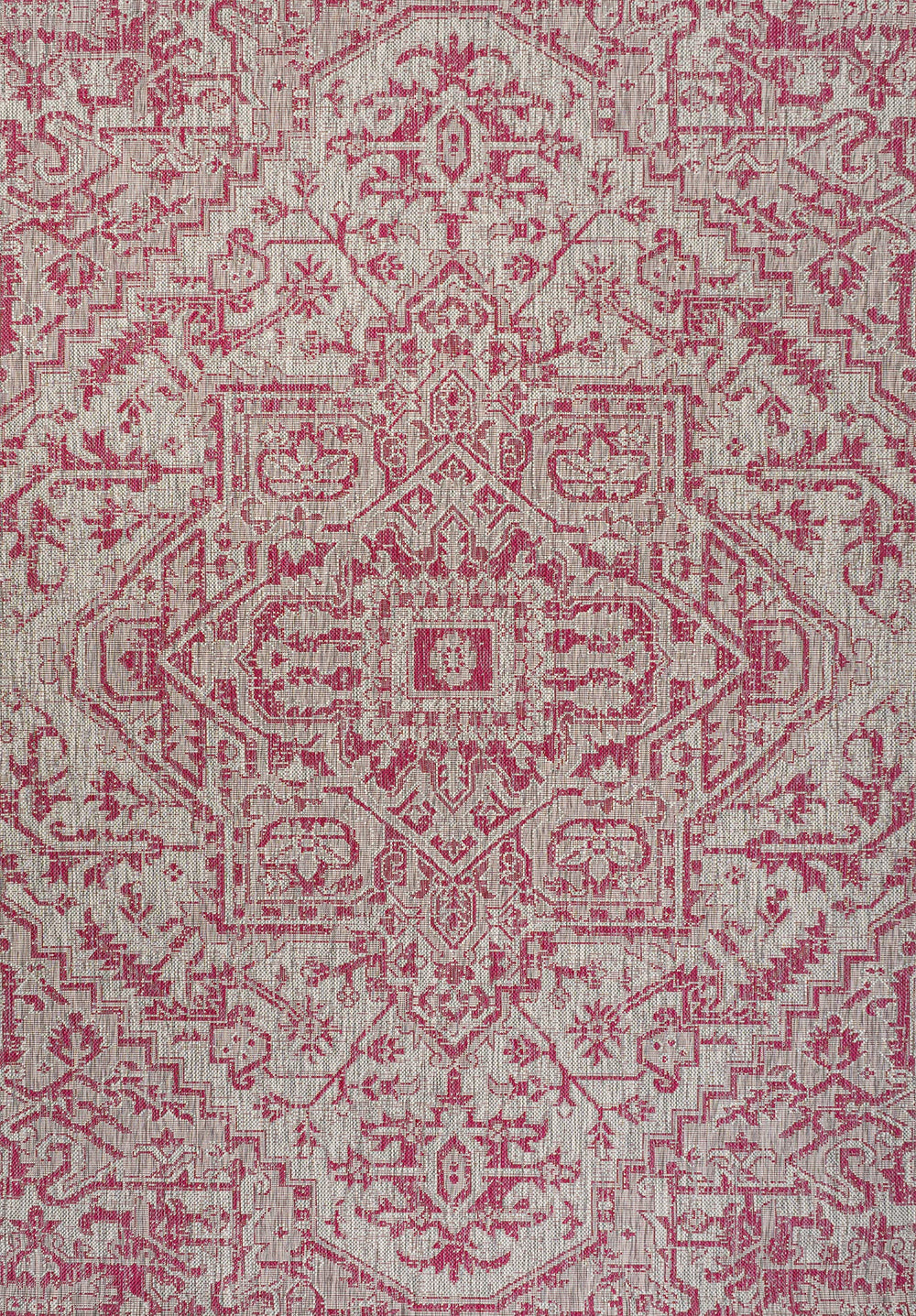 JONATHAN Y Boho Medallion Area Rug with a garden hose for cleaning