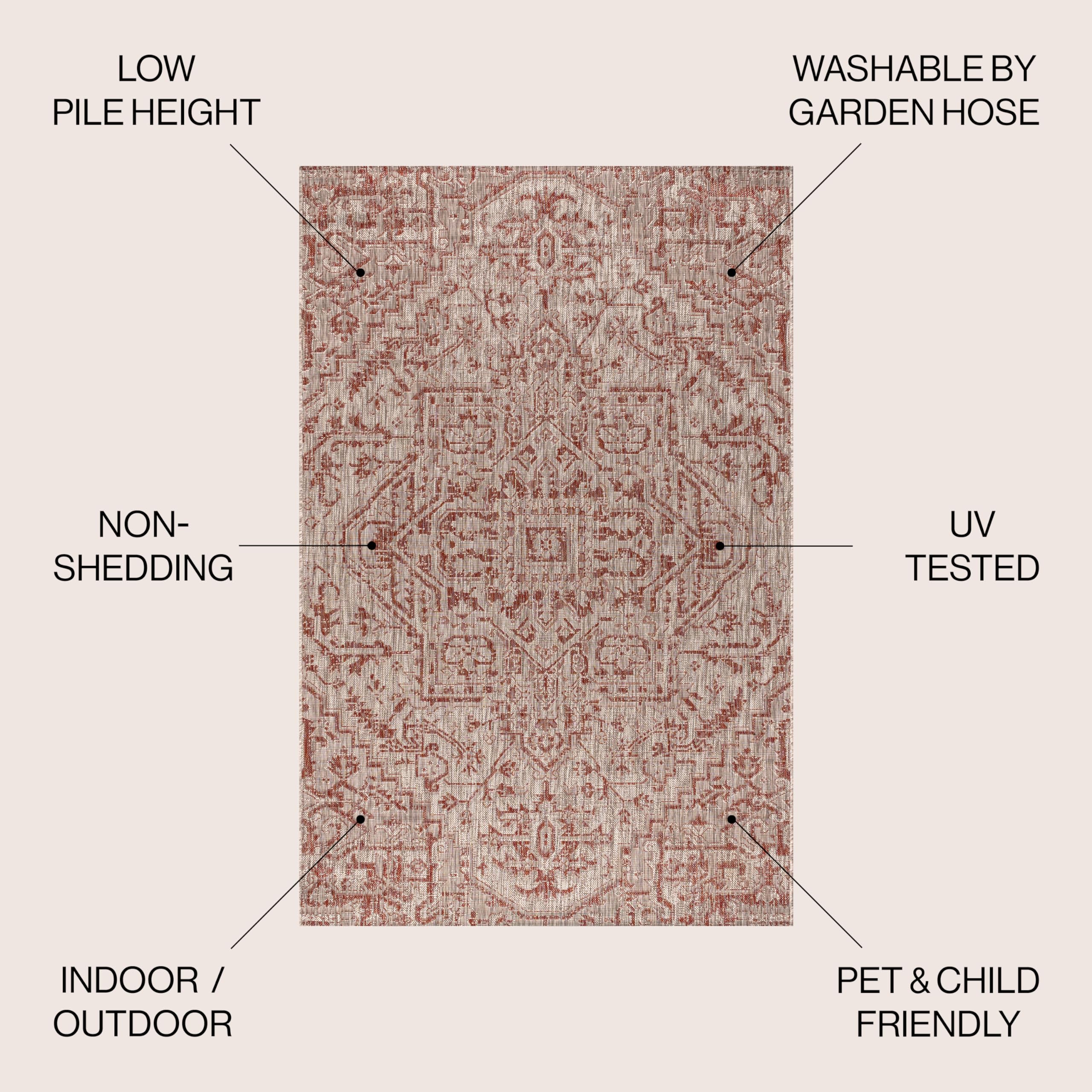 JONATHAN Y Boho Medallion Round Area Rug side view showing texture