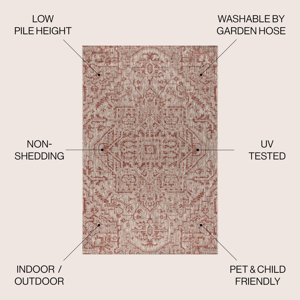 JONATHAN Y Boho Medallion Round Area Rug side view showing texture
